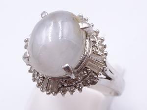 Pt900 スターサファイア ダイヤ 0.27ct/0.17ct リング 6.7g